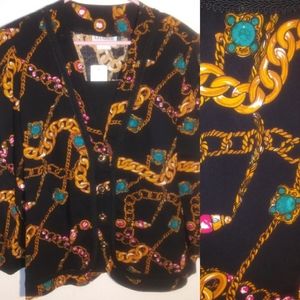 Vtg NWT Jeweled Pattern Le Damor Blouse 14